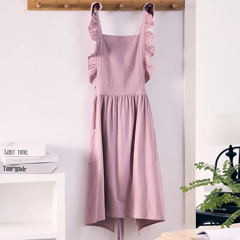 Women Kitchen Apron Ruffled with Pockets for Chef Gardening Cross Back Work  with Big Pinafore Dress  Cooking Baking BBQ & Grill