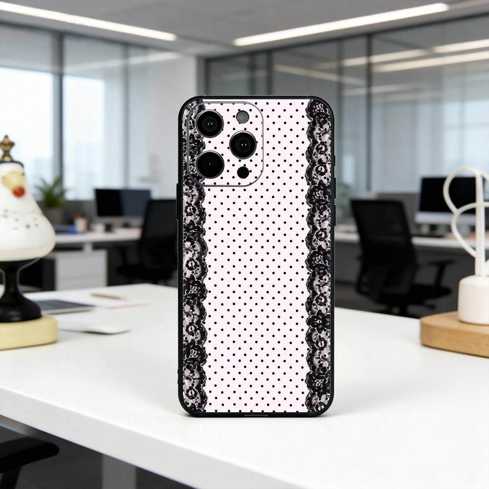 

L-Кружево в горошек Красота Чехол для телефона Силиконовый Мягкий Для IPhone 17 16 15 14 13 12 11 X XR Plus Pro Max Plus iPhone16