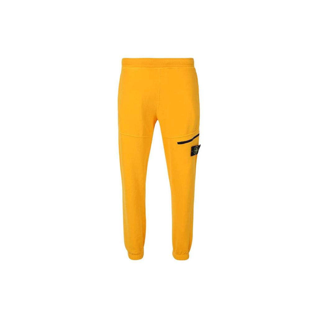 Stone Island Logo Label Elastic Waist Mid Rise Fitted Knit Sweatpants Men bottoms Yellow 771561251-V0030