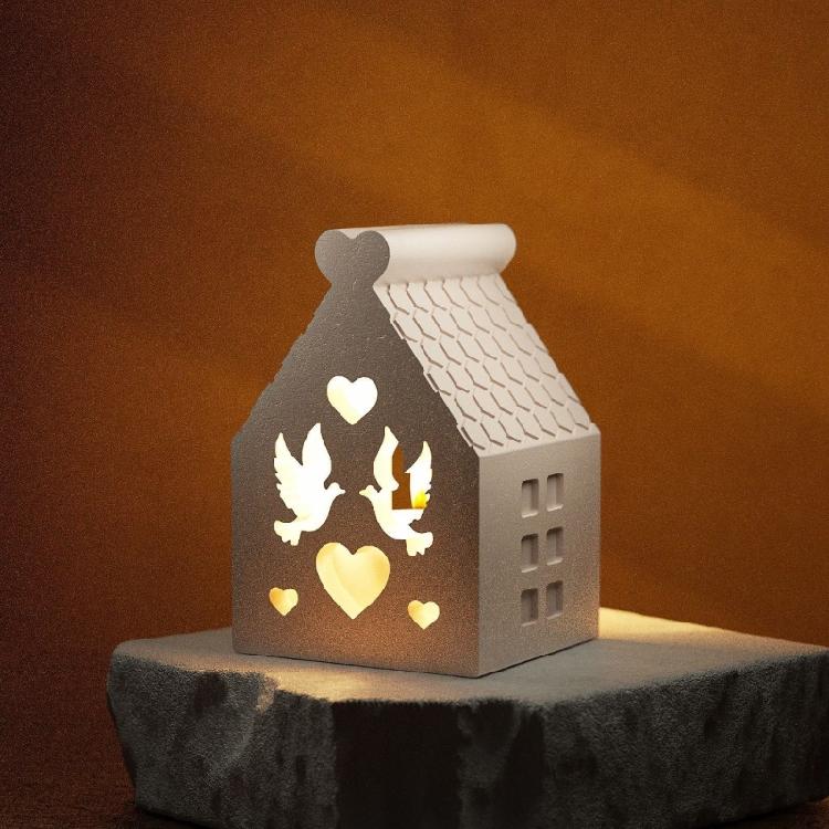Flexible Silicone Mold for Candle Holder Hollow Out House Night Light Ornament Mould Decorative Resin Mold Handicraft