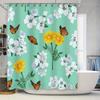 Green Floral Shower Curtain with ButterfliesPerfect for Your Bathroom Decor
