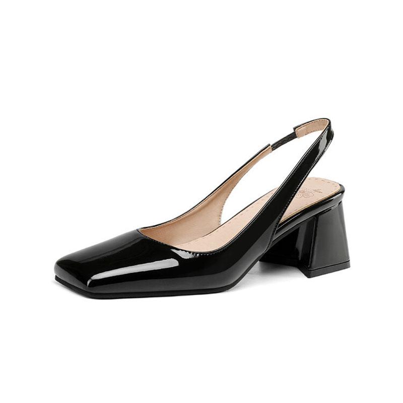 Square Toe Design Patent Leather Women Shoes Chunky Heels Summer Women's Pumps Slingbacks Candy Colors Sandals for Women WSH5310