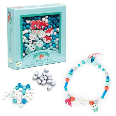 DJECO Wooden Beads Small Animal Accessory Kit for Girls Ages 4 and Up - Handmade Gift, Children's Craft (DJ09807)