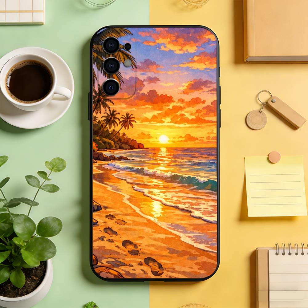 

Aesthetic Oil Painting Landscape Phone Case Black Silicone Soft For Samsung S25,S24,S21,S22,S23,S30,Ultra,S20,Plus,Fe,Lite Samsung S21Ultra