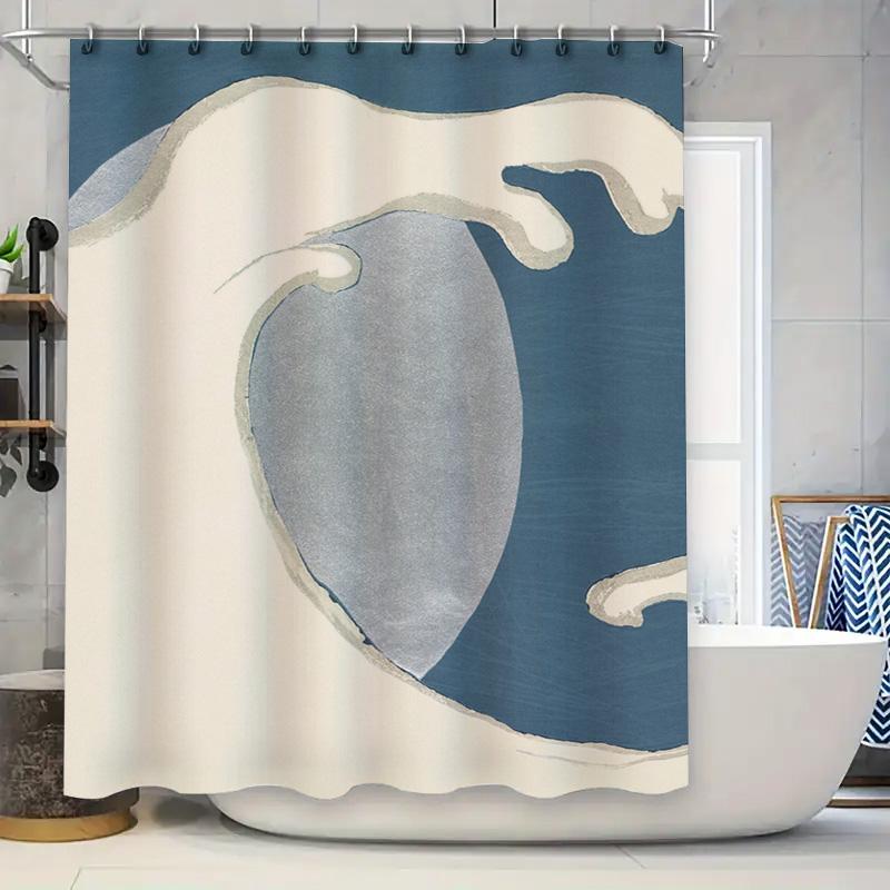 

Modern Style Striped Shower Curtain With Red Black Color Design For Bathroom Decor Rectangular Size 72X84 Inches W60H190(CM)-1 Pcs
