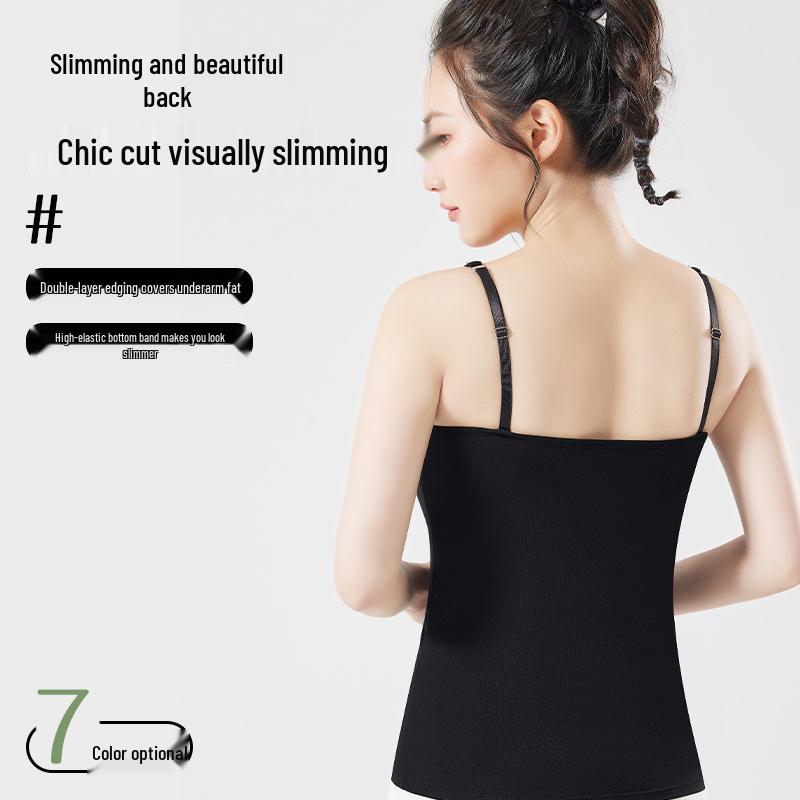 Women's One-Piece Camisole with Built-In Pads: Wire-Free, Adjustable Spaghetti Straps, Ideal Bandeau Base Layer