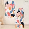 Women Plus Size V Neck Three Quarter Sleeve Printed Flared Top And Flared Pants Two Piece Set