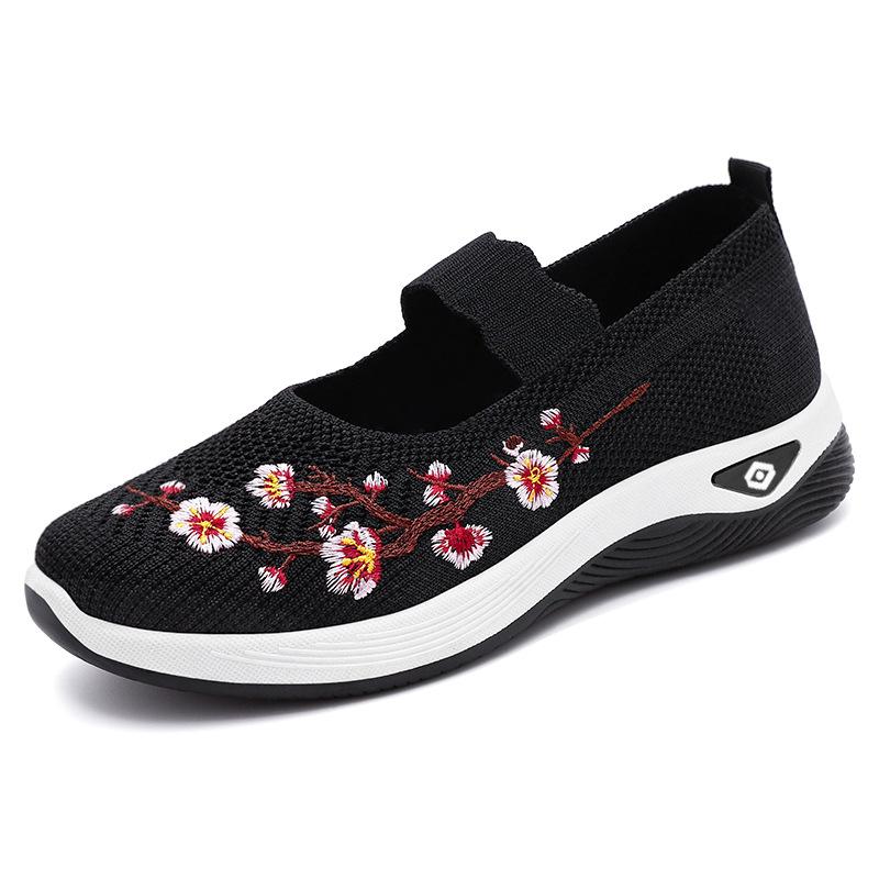 Women's shoes large size casual shoes summer new fly-woven breathable mesh shoes soft sole comfortable shoes women's 2025