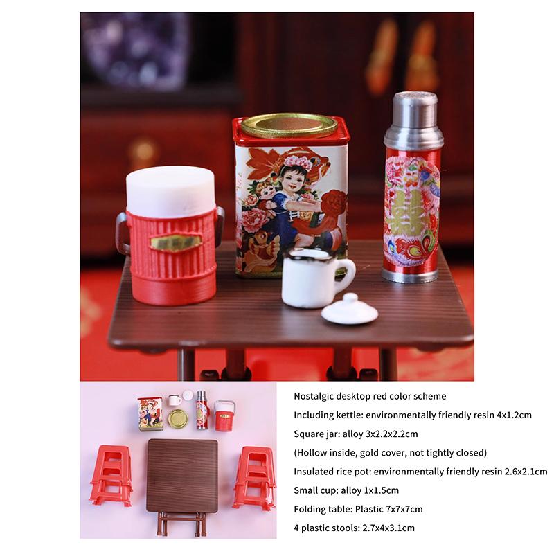 

Миниатюрный кукольный домик, китайская ностальгическая сцена, столик, теплый чайник, миниатюрная игрушка для еды, модель, украшение для кукольных аксессуаров