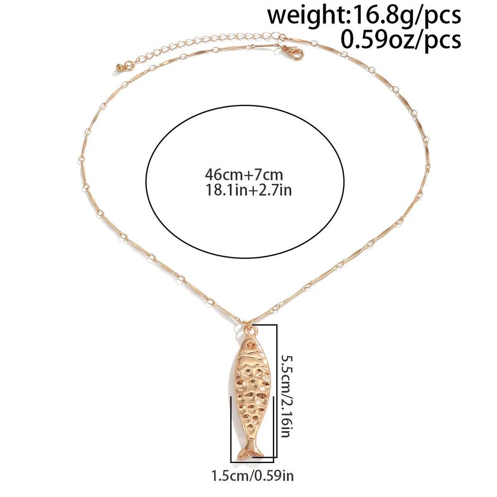 New Punk Gold Color Fish Pendant Choker Necklace for Men Summer Adjustable Metal Neck Chain Party Jewelry Accessories New
