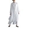 Xi Mo Women's Retro Linen Stand-Collar Cardigan Dress