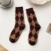 Diamond Grid Lolita Socks Women's Middle Tube Socks Polyester Cotton Socks Japanese Students Women Socks Girls Cute JK Socks