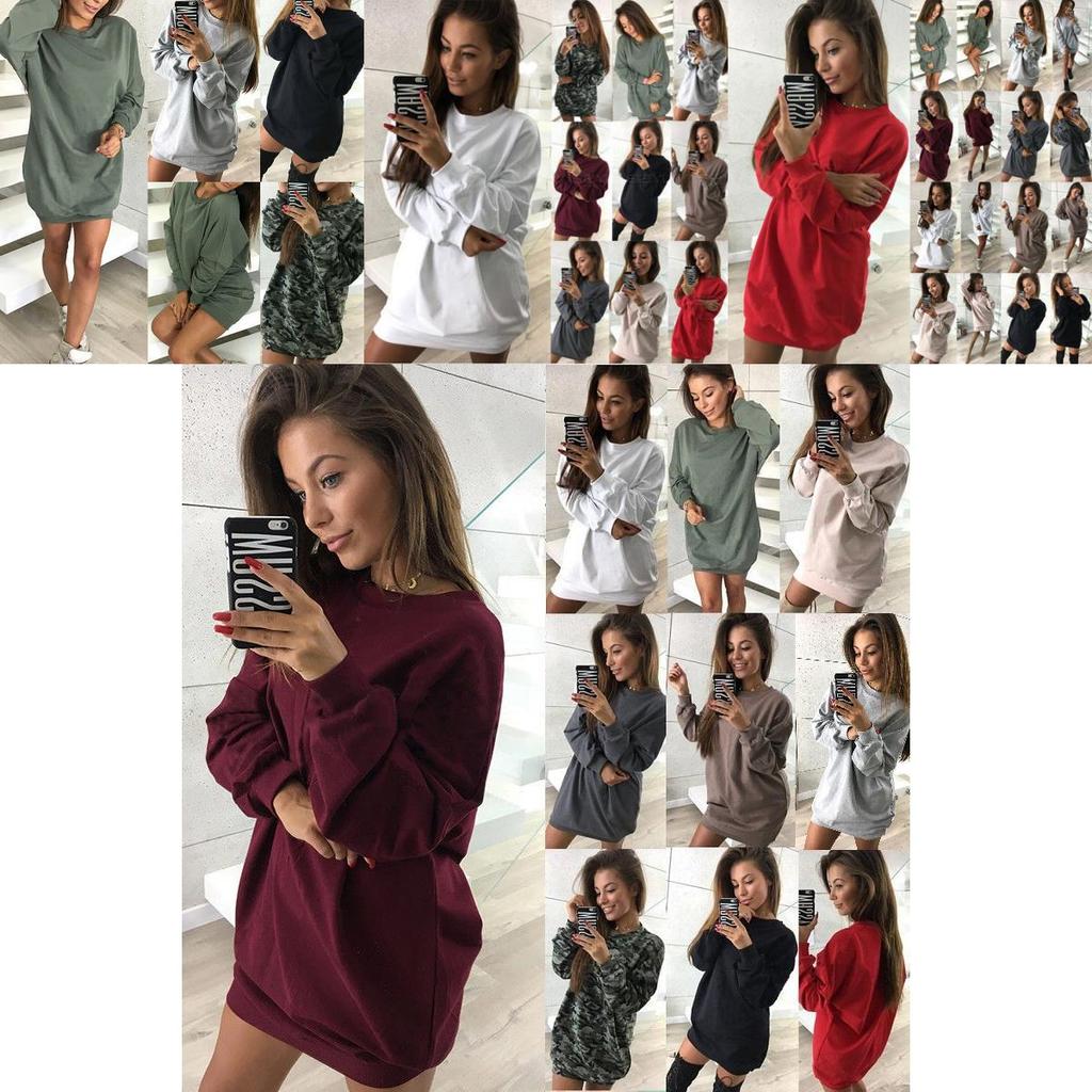 Stylové dámské oversized šaty s kapucí Dlouhý pulovr Mikina Pro zimní nošení