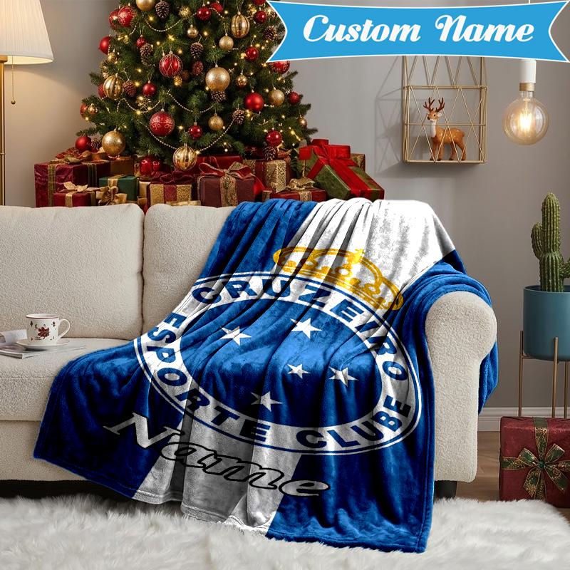 Custom Name Cruzeiro FC Crest Blanket Lightweight Ideal Bedding Blanket Perfect for Travel, Camping, Living Rooms, Sofas, Christmas gift