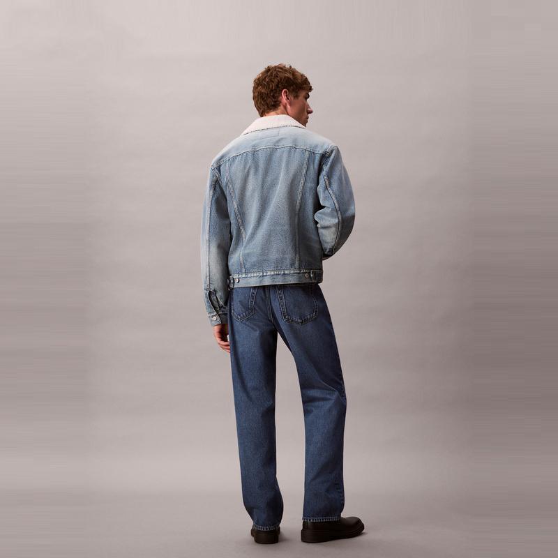Calvin Klein Faux Shearling Lined Vintage Style Denim Jacket Men Jackets 4RD737G