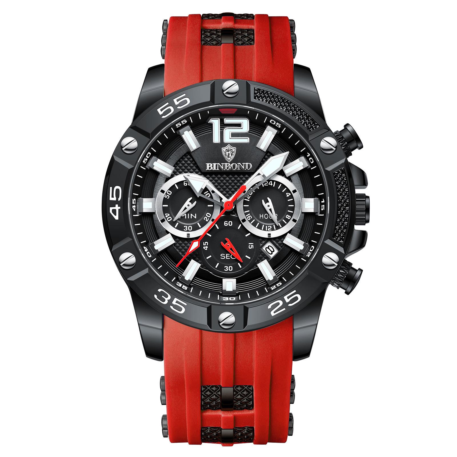 BINBOND Men s Night Glow Quartz Sports Watch - Waterproof, Electronic, Mechanical Style