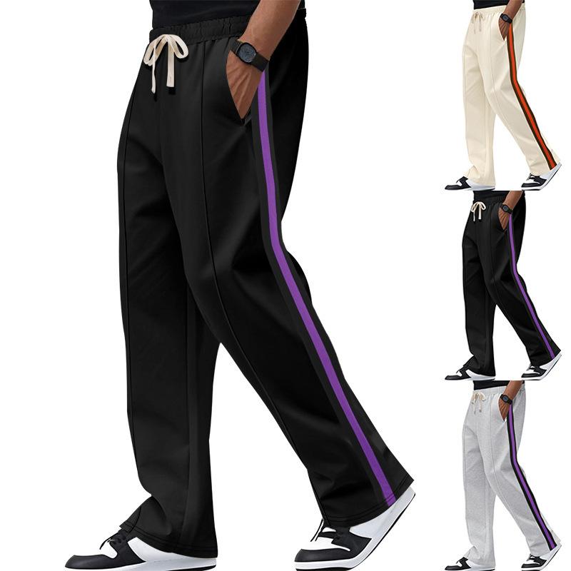 Summer new men's colour blocking casual trousers large size trousers Slim breathable trousers fashionable