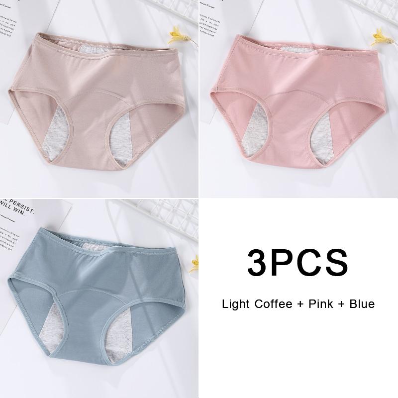 3PCS/set Women's menstrual briefs large flow postpartum water absorption leakproof briefs women's pure cotton menstrual briefs