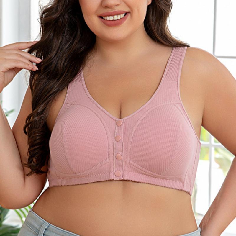 Nowy Styl Gwintowana Tkanina Czysta Bawełna Zapinana z Przodu Bielizna Damska Styl Kamizelki Kreatywny Średniego Wieku i Starszy Duży Rozmiar Biustonosz Bez Fiszbin