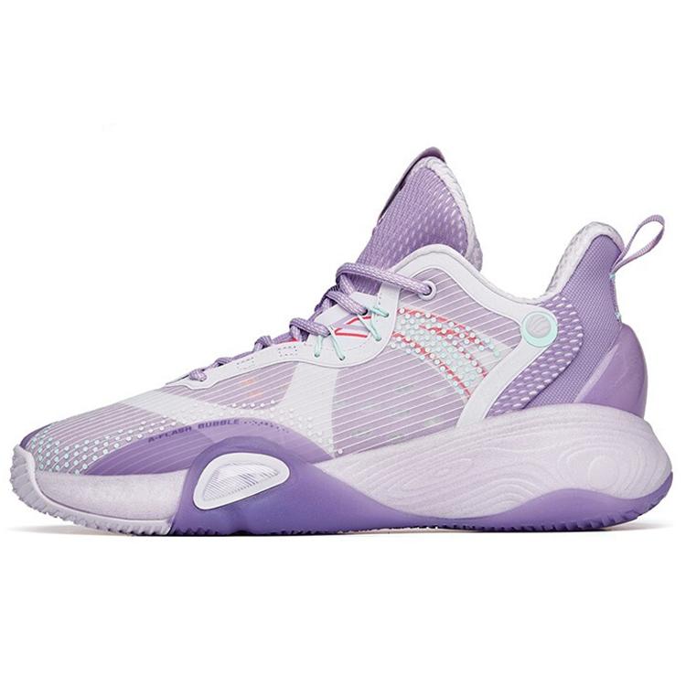 new Anta Bubble Bomb Cushioning Anti Slip Wear Resistant Breathability Low Top Performance Basketball Shoes Men's Purple