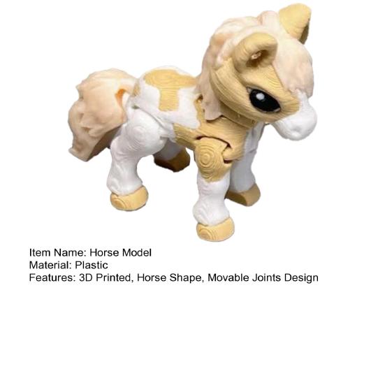 3D Printed Horse Figurine Movable Joints Pony Statue Stress Relief Fidget Toy Animal Model Desktop Decoration Ornament