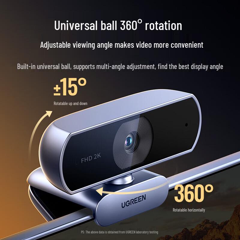 Ugreen 2K HD USB Webcam with Autofocus and Dual Mics