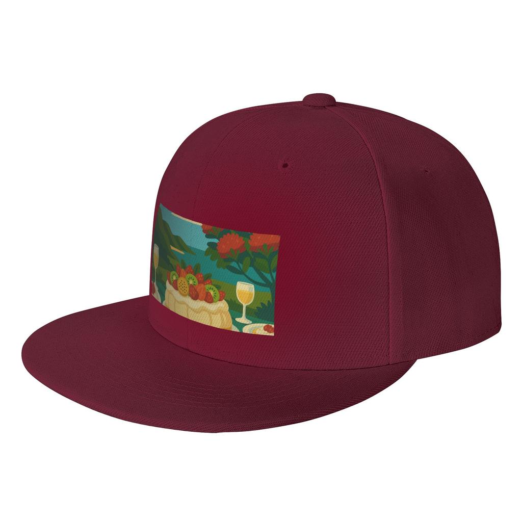 Fashion New Zealand Christmas Pavlova A Sunny Kiwi Christmas Scene Flat Brim Sun Hat AntiAging Cap Unisex