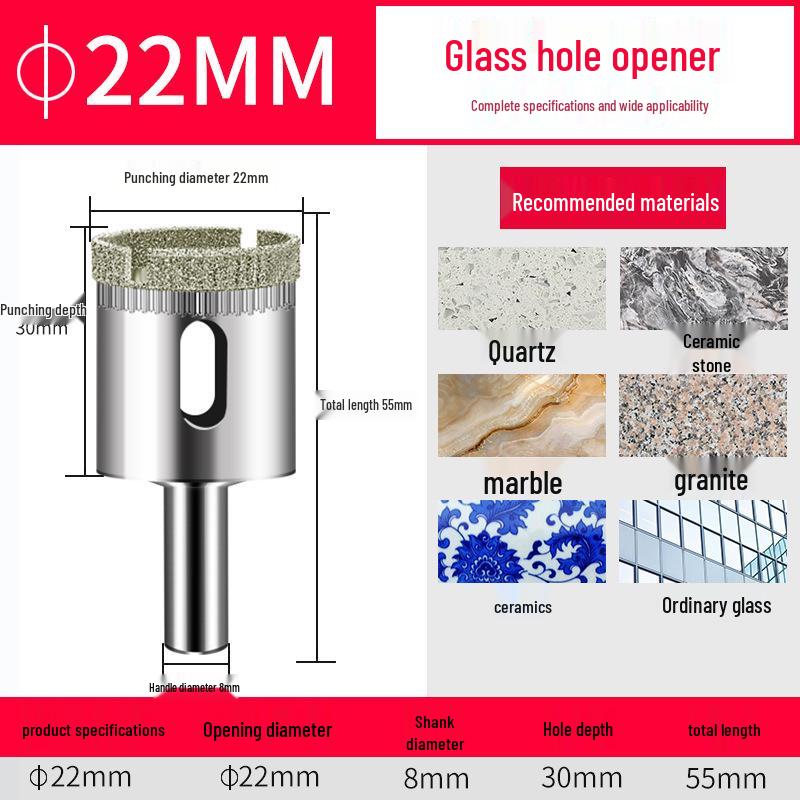 Emery Glass & Tile Drill Bit, 3-200mm Rotary Hole Saw for Marble
