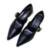 Fashion 2025 New Designer Vintage Heels Women Silvery Pointed Toe Women Mary Jane Shoes Fashion Shallow Casual Low Heel Dress Shoes