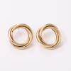 European and American exaggerated earrings, personality geometry, large circle metal trendy temperament, double-layer hollow tube earrings