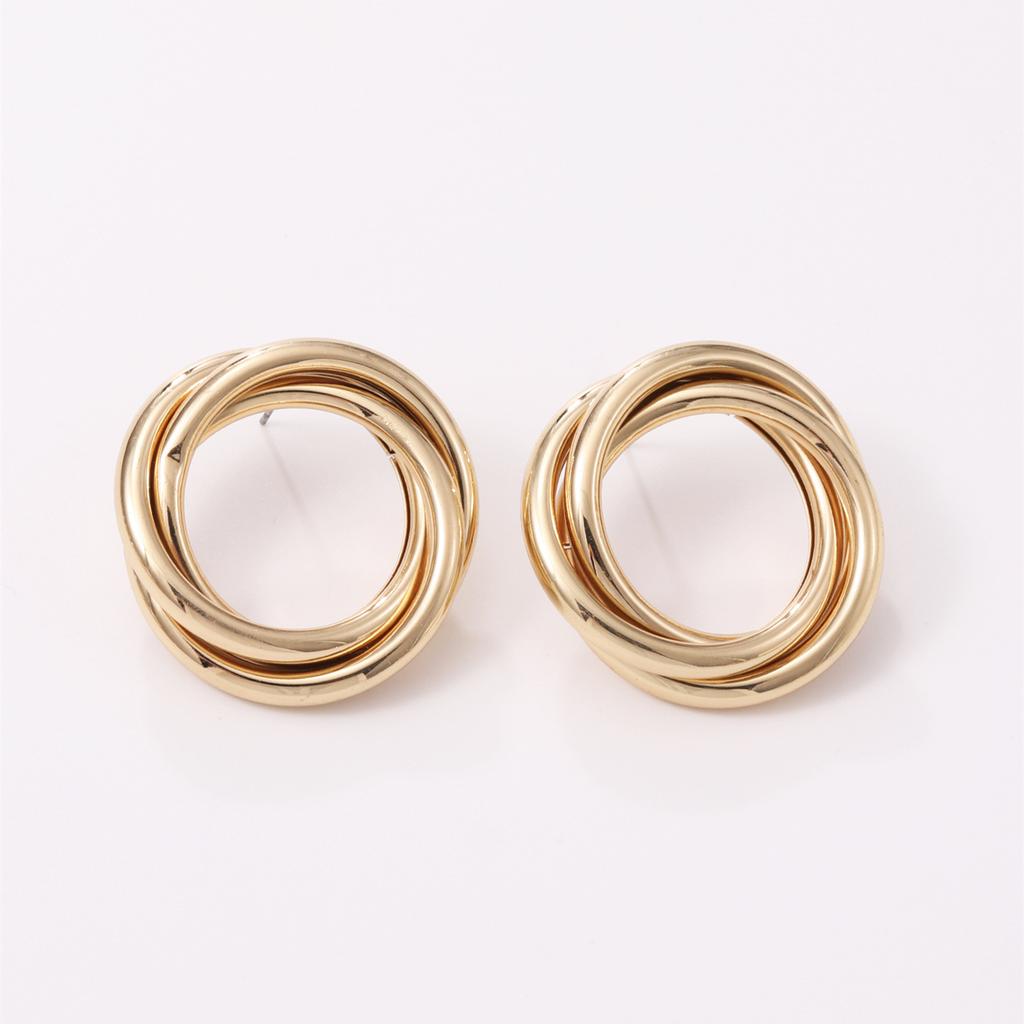 European and American exaggerated earrings, personality geometry, large circle metal trendy temperament, double-layer hollow tube earrings