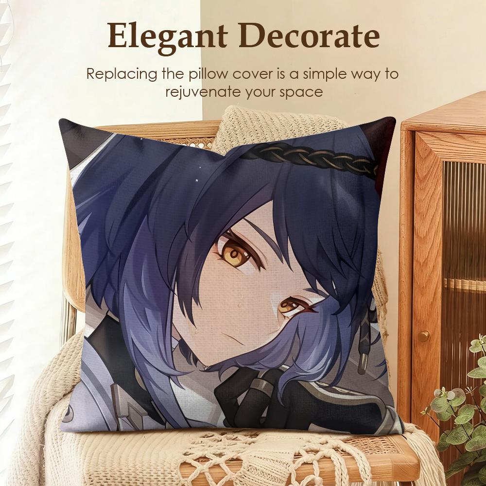

Kujo Sara genshin impact Cushion Cover Natural Linen Organic Fabric DoubleSided Printing Sofa Home Decor Gift Pillow Case 30x30cm