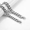Men's Four-Sided Polished Cuban Chain Necklace & Bracelet - Stainless & Titanium Steel