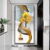 Modern Golden Rich Tree Canvas Painting Wall Art New Chinese Gold Deer Zen Stone Posters for Porch Wall Decoration Room Decor
