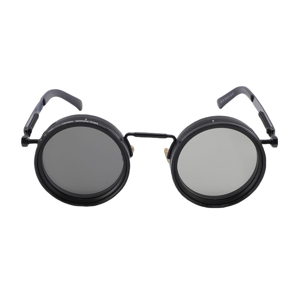 Adjustable Tint Sunglasses 9 Gears ND2 400 Filter 49MM Round Polarized Fishing Sunglasses for Outdoor Exploration