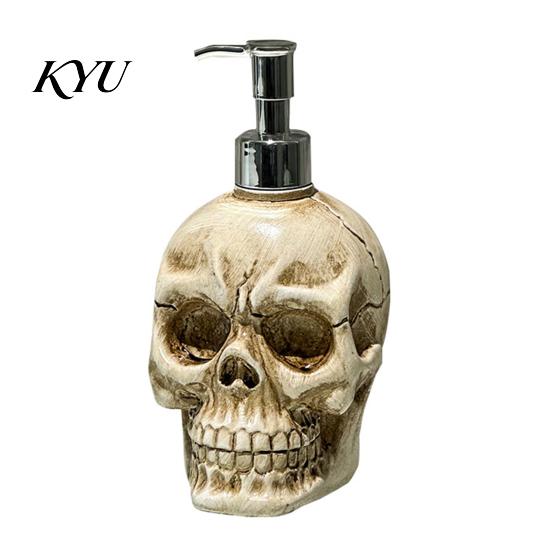 Versatile Lotion Container for Bathrooms Skull Dispenser Bottle with Pump, Large Capacity Vinyl Refillable Dark Style Home Decor Gifts Container,