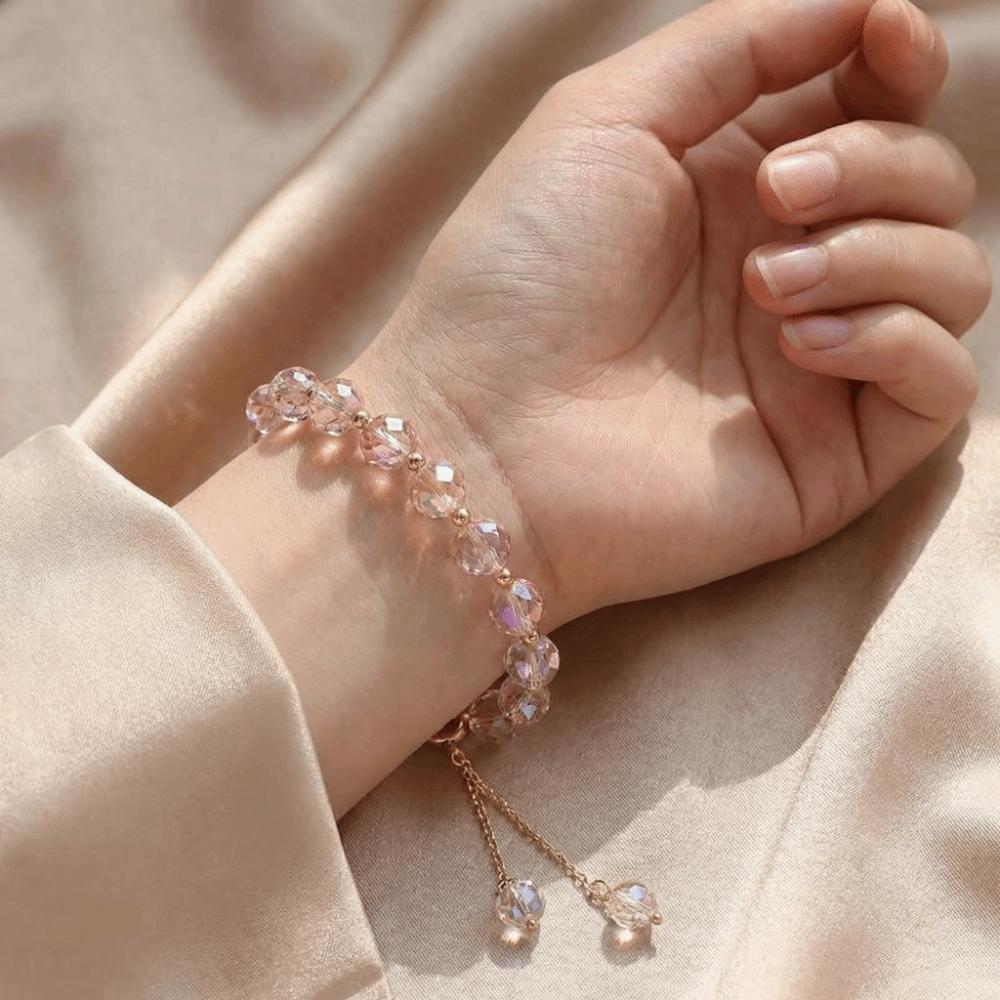 Sweet Elasticity Rope Bracelet Shiny Hand Chain Gift Crystal Stone Beads Bracelet  Wedding