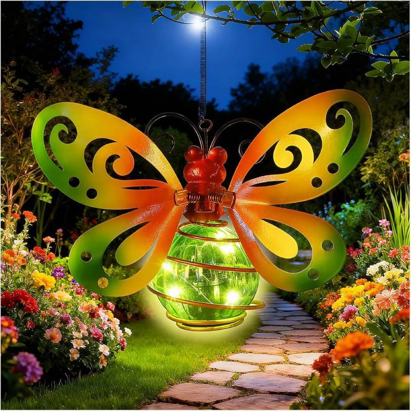 Solar Garden Light With Iron Figure And Warm Glow For Outdoor Decor