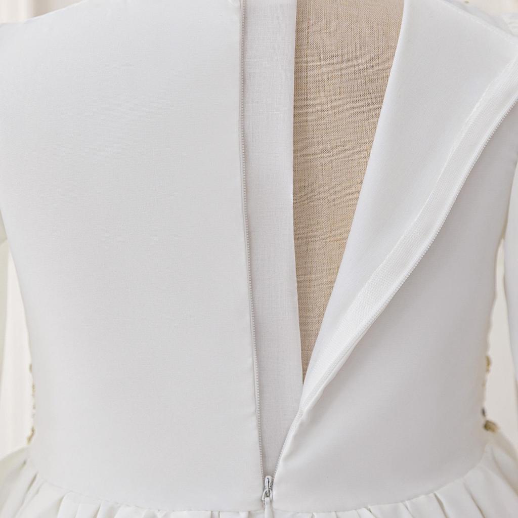 Nowa Sukienka Księżniczki z Długim Rękawem ze Złotą Folią dla Dziewczynek - Rozciągliwa w Czterech Kierunkach Suknia Wieczorowa dla Małych Dziewczynek