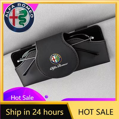 Car Stickers For Alfa Romeo Car Glasses Case Sun Visor Leather Eyeglass Clip 2025 Auto Interior For Alfa Romeo 4C 159 166 Spider