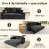 3-in-1 Multifunctional 3-Seater Sofa with Sleep Function, Pull-Out Metal Frame, Storage, Armrest Tray and USB Charging Port, Grey.[old sku:N653P2570G]
