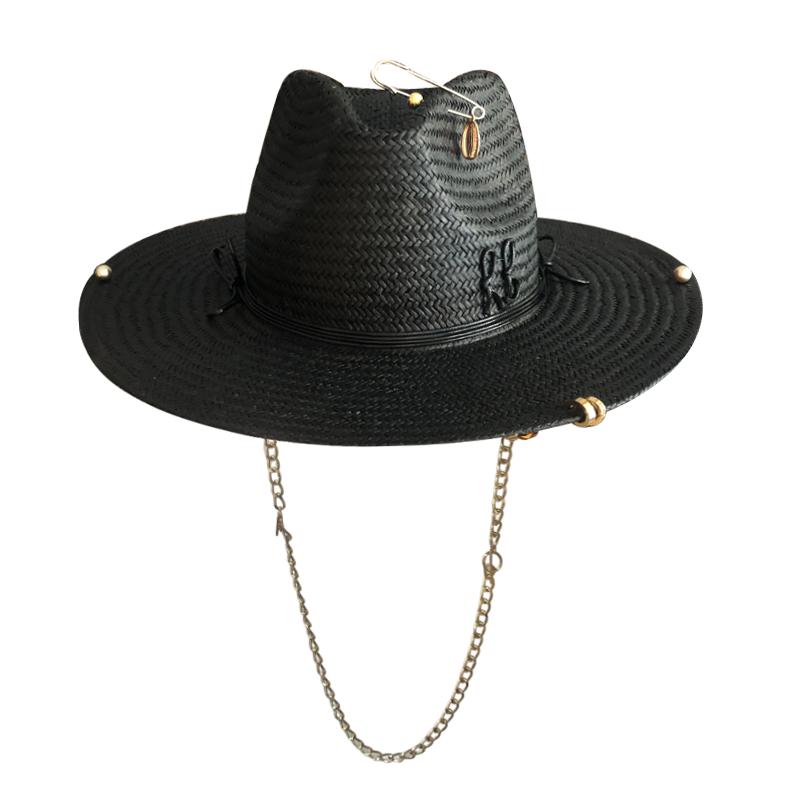 2025 Mode RB Buchstabe Cowboy Strohhut Damen und Herren Sommer Panama Jazzhut Outdoor Urlaubs Strand Sonnenhut Verkauf
