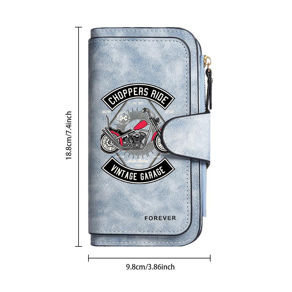 Retro Biker Pattern Long Wallet