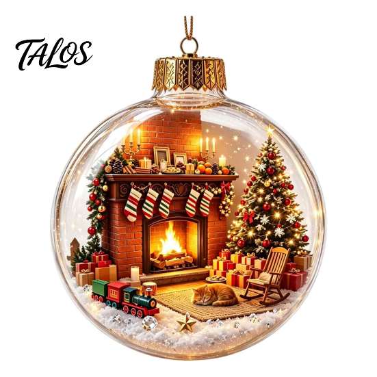 Garden Holiday Ornaments Glowing Christmas Story Ornament, Light-Up 3D Hanging Ball with Warm LED, Mini Decorative Spheres for Holidays Scene