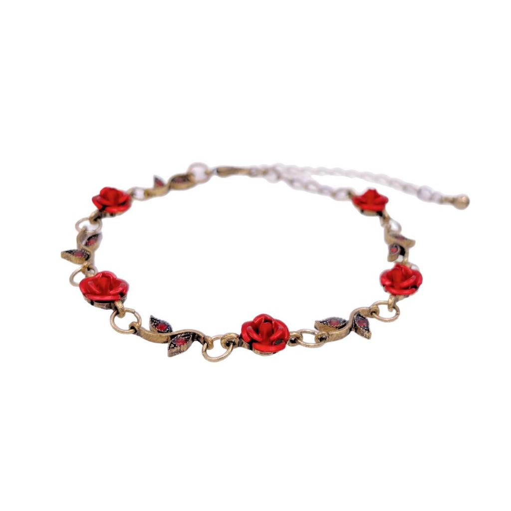 Women's Fashion Pearl and Retro Rose Lily Flower Bracelet - Elegant Jewelry Accessory