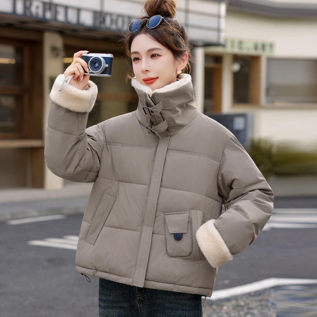 Lapel lamb down cotton clothes women's short winter new casual cotton-padded coat
