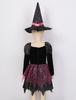 Kids Girls Witch Costume For Halloween Fancy Dress Up Dress With Pointed Hat Wand Candy Bag Set