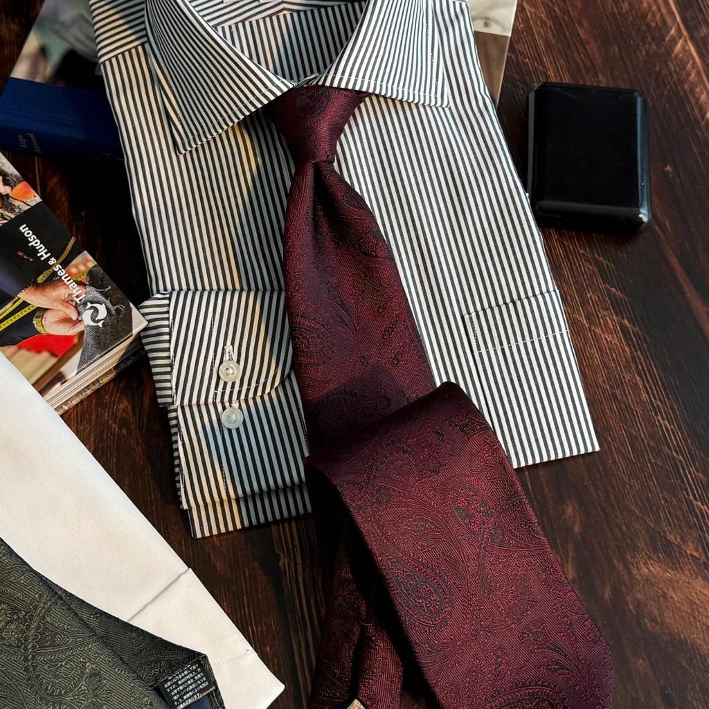 [Milano Alpha] Silk 100% Paisley Necktie, Solid Color, 8cm, Water-Repellent, Men's Business Formal Wedding C Wine