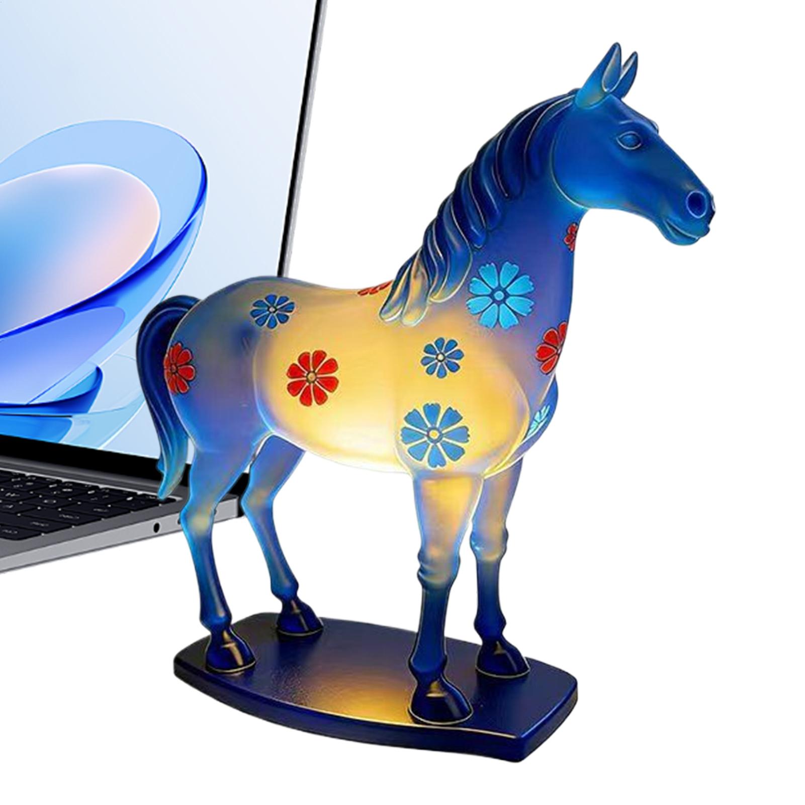 

Glazed Flower Horse Night Light Dimmable Adjustable Nightlight Horse Statue Ornament Led Horse Night Lights For Bedroom CN
