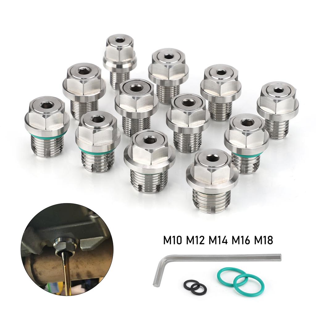 Übergröße piggyback Öl ablassschraube M12.1-1.25/1.5/1.75x 15mm Edelstahl Selbstschneidend Ölwanne Gewinde Reparatur Kit mit O-Ring